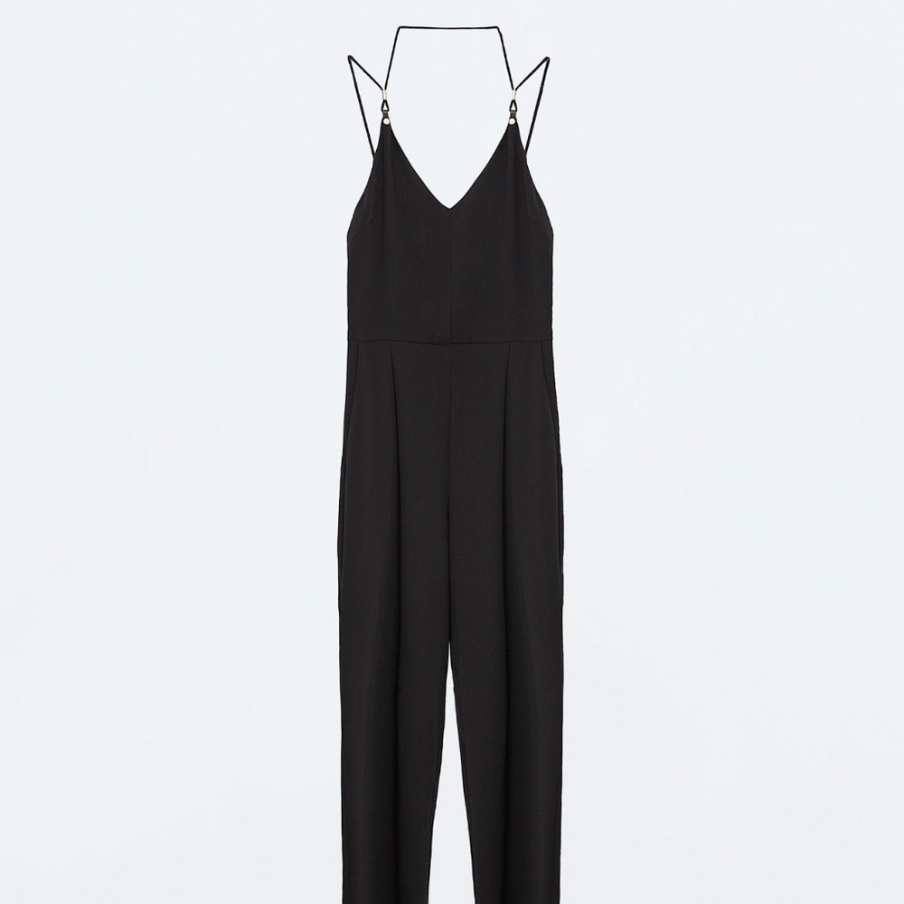ZARA BLACK LONG TAILORED STRAPPY JUMPSUIT SIZE S